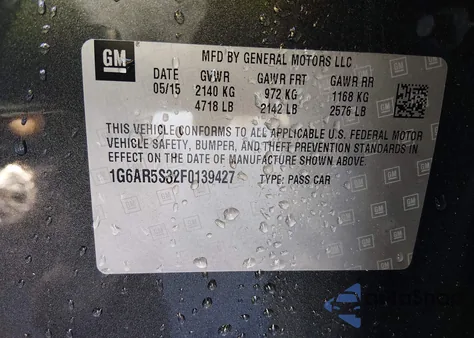 2015 Cadillac Cts Luxury из США, поврежденный, VIN 1G6AR5S32F0139427